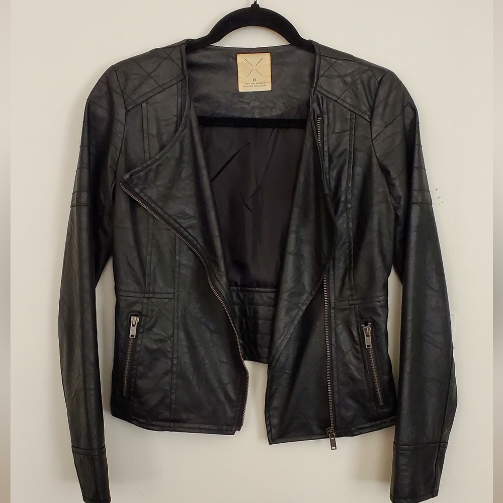 UO Pins and Needles black faux moto leather jacket, XS, Pre-loved good condition
